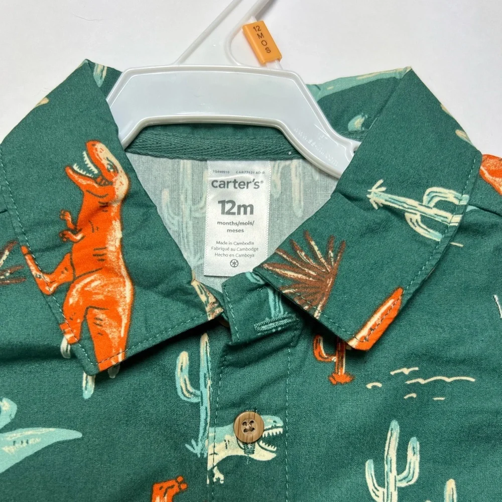 Carter’s Dinosaur Button Down Romper Size 12mo